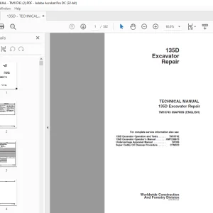John Deere 135D Excavator Repair & TECHNICAL MANUAL TM10743 - PDF DOWNLOAD