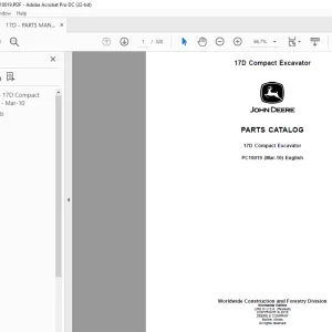John Deere 17D Compact Excavator Parts Manual PC10019 - PDF DOWNLOAD