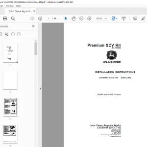 John Deere 2032R & 2038R Tractors Installation Instruction Manual LVU29984 PDF