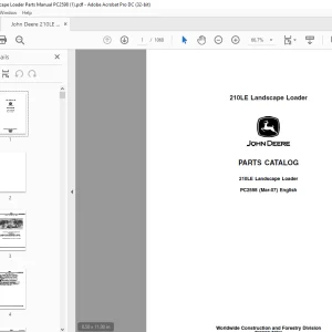 John Deere 210LE Landscape Loader Parts Manual PC2598 - PDF DOWNLOAD