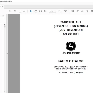 John Deere 250D/300D  Parts Manual - PDF DOWNLOAD