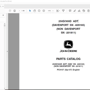 John Deere 250D/300D ADT Dump Trucks Parts Manual PC9107 PDF
