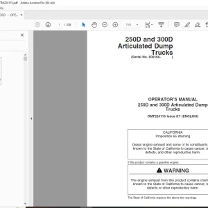 John Deere 250D and 300D Articulated Dump Trucks Operators Manual PDF