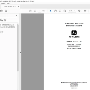 John Deere 310G,310SG and 315SG BACKHOE LOADERS PARTS MANUAL PC2755 - PDF DOWNLOAD
