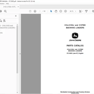 John Deere 310J,310SJ and 310TMC BACKHOE LOADERS PARTS MANUAL PC10005 -PDF