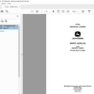 John Deere 315SJ BACKHOE LOADER PARTS MANUAL PC10036 - PDF DOWNLOAD