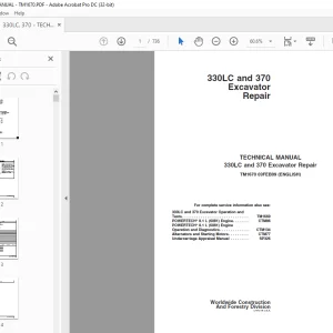 John Deere 330LC and 370 Excavator Repair Technical Manual TM1670 - PDF DOWNLOAD