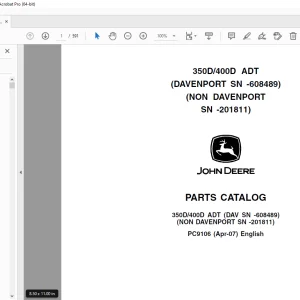 John Deere 350D/400D ADT Dump Trucks Parts Manual PC9106 PDF