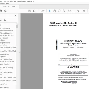 John Deere 350D and 400D Series II Articulated Dump Trucks OPERATOR’S MANUAL OMT263511