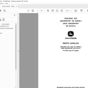 John Deere 350D/400D ADT Parts Manual PC10003 - PDF DOWNLOAD