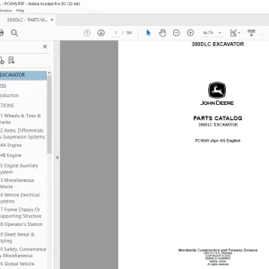 John Deere 350DLC EXCAVATOR PARTS MANUAL PC9545 -  PDF DOWNLOAD