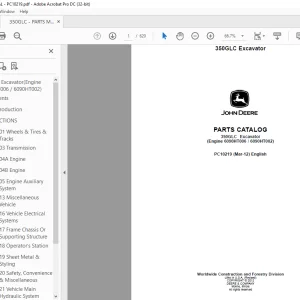 John Deere 350GLC Excavator Parts Manual PC10219 - PDF DOWNLOAD