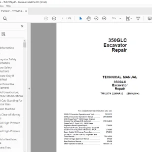 John Deere 350GLC Excavator Repair Technical Manual TM12179 - PDF DOWNLOAD
