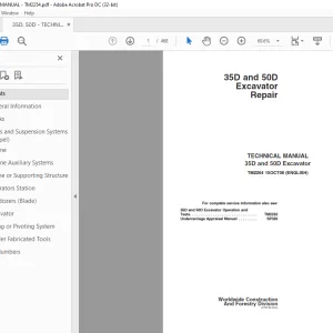 John Deere 35D and 50D Excavator Repair Technical Manual TM2264 - PDF DOWNLOAD