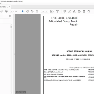 John Deere 370E, 410E, 460E Articulated Dump Truck Repair Technical Manual PDF