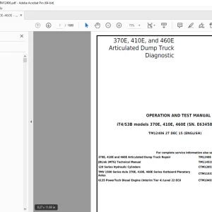 John Deere 370E,410E,460E Articulated Dump Truck  Operation & Test Manual PDF