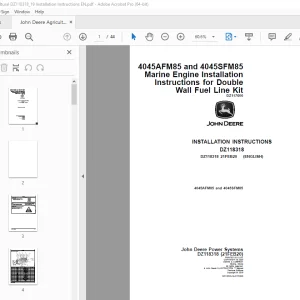John Deere 4045AFM85 & 4045SFM85 Marine Engine Installation Instruction Manual PDF