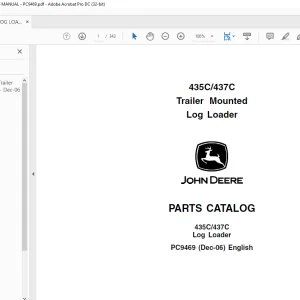 John Deere 435C/437C Trailer Mounted Log Loader Parts Manual PC9469 -  PDF DOWNLOAD