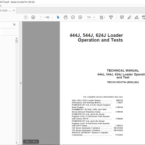 John Deere 444J 444J, 544J, 624J Loader Operation & Tests Technical Manual PDF