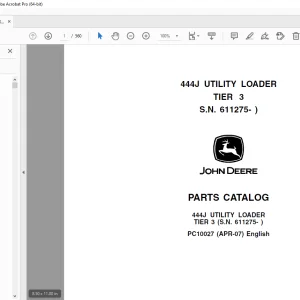 John Deere 444J UTILITY LOADER Parts Manual (S.N. 611275-)PDF DOWNLOAD