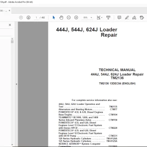 John Deere 444J,544J,624J Loader Repair Technical Manual TM2136 PDF
