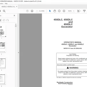 John Deere 450DLC, 650DLC & 850DLC Excavator OPERATOR’S MANUAL OMT221101 - PDF DOWNLOAD