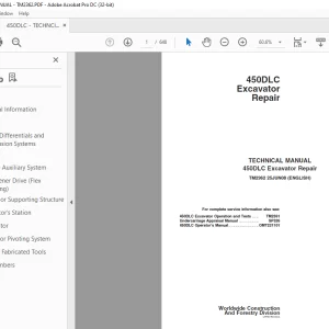 John Deere 450DLC Excavator Repair TECHNICAL MANUAL TM2362 -  PDF DOWNLOAD