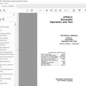 John Deere 470GLC Excavator Operation and Test TECHNICAL MANUAL TM12174 PDF