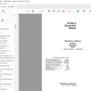 John Deere 470GLC Excavator Repair TECHNICAL MANUAL TM12180 PDF