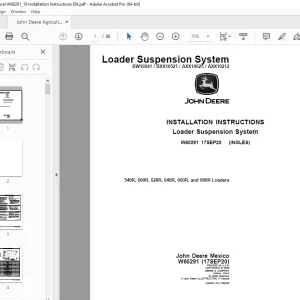 John Deere 540R 600R 620R 640R 660R & 680R Loaders Installation Instruction Manual PDF