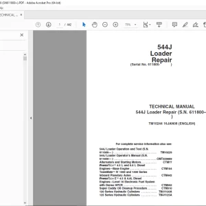 John Deere 544J Loader Repair Technical Manual Serial No.611800 PDF