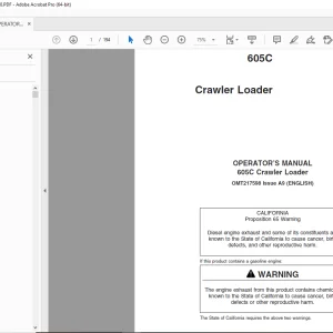 John Deere 605C Crawler Loader Operators Manual OMT217598 PDF