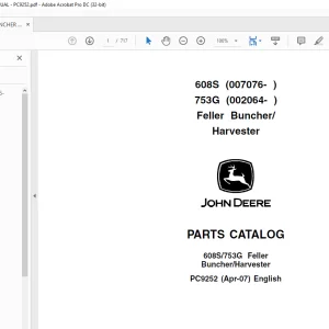 John Deere 608S/753G Feller Buncher/Harvester Parts Manual PC9252 - PDF DOWNLOAD