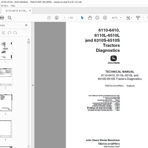 John Deere 6110-6410, 6110L-6510L,& 6310S-6510S Tractor Diagnostics Technical Manual TM4724 PDF