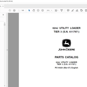 John Deere 624J UTILITY LOADER TIER 3 Parts Manual SN611797 PDF DOWNLOAD