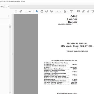 John Deere 644J Loader Repair Parts Manual S.N.611232 PDF DOWNLOAD