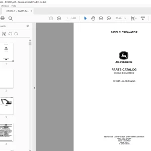 John Deere 650DLC EXCAVATOR PARTS Manual - PDF DOWNLOAD