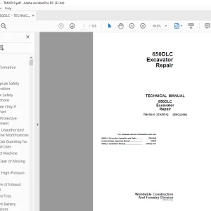John Deere 650DLC Excavator Repair TECHNICAL MANUAL TM10010 - PDF DOWNLOAD