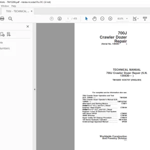 John Deere 700J Crawler Dozer Repair MANUAL TM10269 -  PDF DOWNLOAD