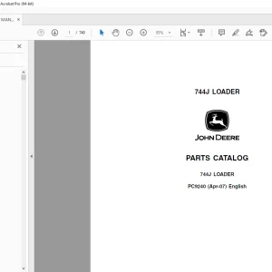 John Deere 744J LOADER Parts Manual PC9240 - PDF DOWNLOAD
