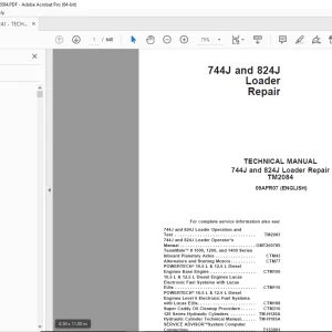 John Deere 744J and 824J Loader Repair Technical Manual TM2084 PDF