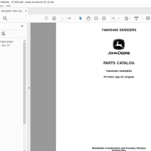 John Deere 748H/848H SKIDDERS Parts Manual PC10033 - PDF DOWNLOAD