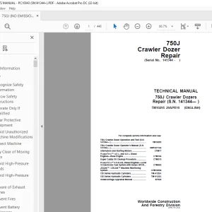 John Deere 750J Crawler Dozer Repair Manual  PC10043 - PDF DOWNLOAD