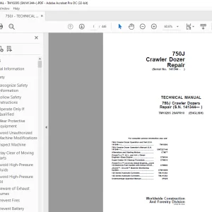 John Deere 750J Crawler Dozer Repair Manual SN 141344 - PDF DOWNLOAD