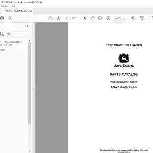 John Deere 755C CRAWLER LOADER PARTS MANUAL PC2887 -  PDF DOWNLOAD