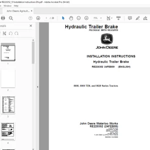 John Deere 8000, 8000 TEN, and 8020 Series Tractors Instruction Manual RE220352 24FEB09 PDF