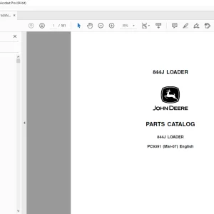 John Deere 844J LOADER PC9391 Parts Manual - PDF DOWNLOAD