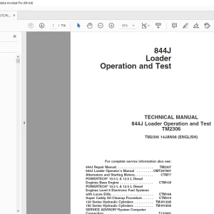 John Deere 844J Loader Operation and Test Technical Manual TM2306 PDF