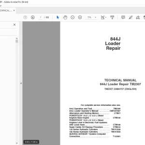 John Deere 844J Loader Repair TM2307 Technical Manual - PDF DOWNLOAD