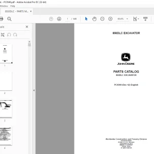 John Deere 850DLC EXCAVATOR PARTS MANUAL PC9548 - PDF DOWNLOAD